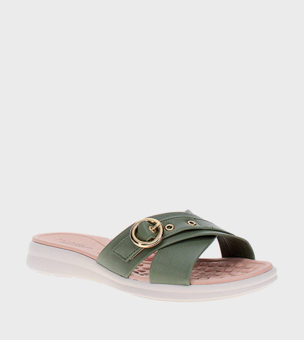 Buckle Strap Open Toe Flat Sandals