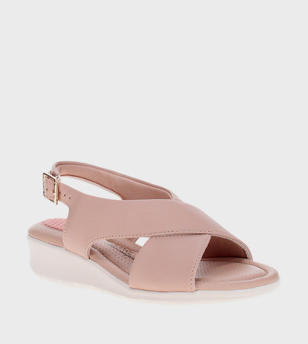 Textured Slingback Wedge Sandals