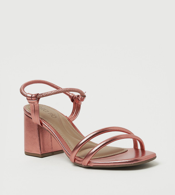 VALERIA Metallic Ankle Strap Heeled Sandals