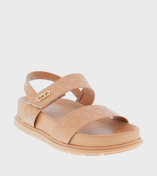 Textured Slingback Platform Sandals