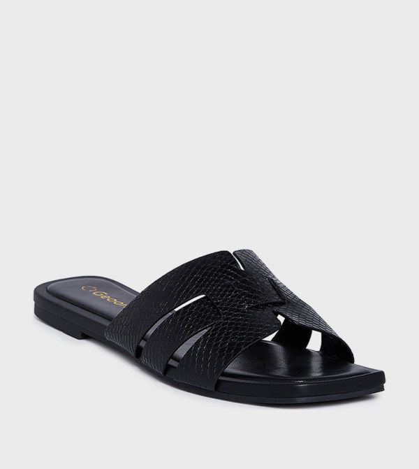 KEAISLEIE Textured Square Toe Flat Sandals