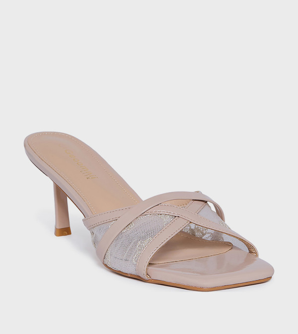 CRUX Embroidered Square Toe Heeled Sandals