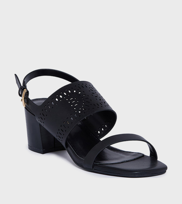 CYRA Perforated Strap Slingback Heeled Sandals