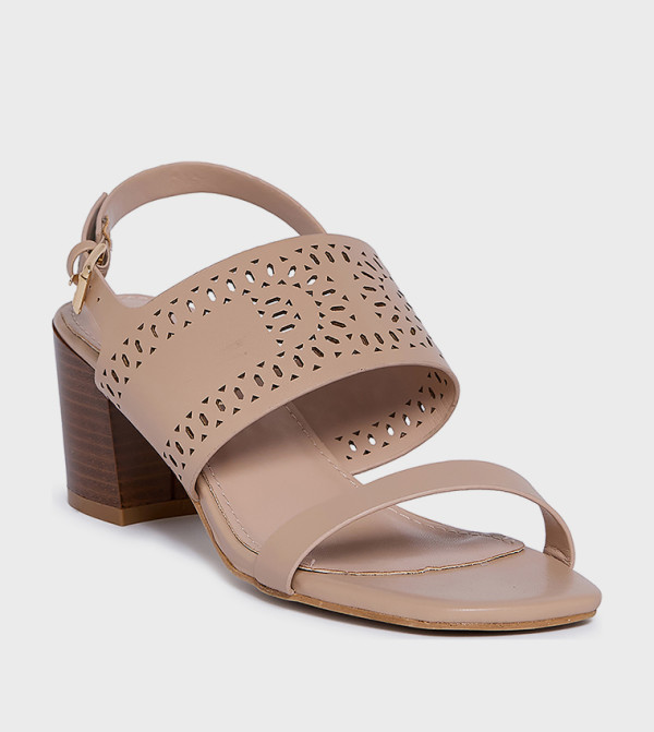 DRIX Perforated Strap Slingback Heeled Sandals