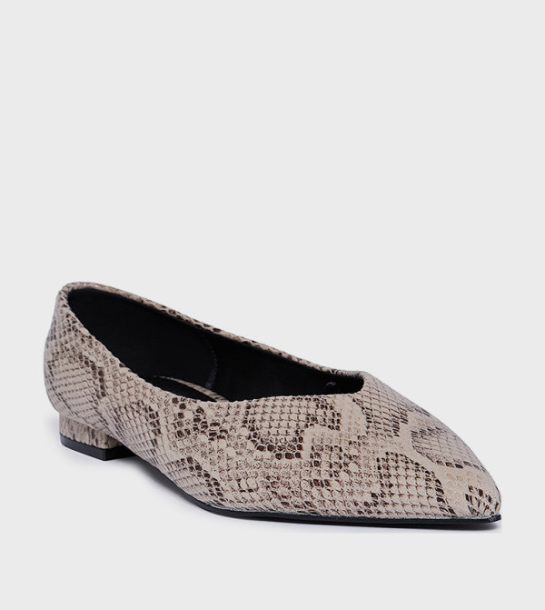 GYRO Snakeskin Print Pointed Toe Ballerinas