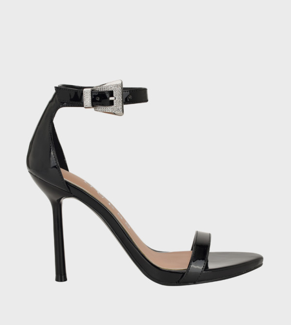 INSRAA Solid Ankle Strap Heeled Sandals