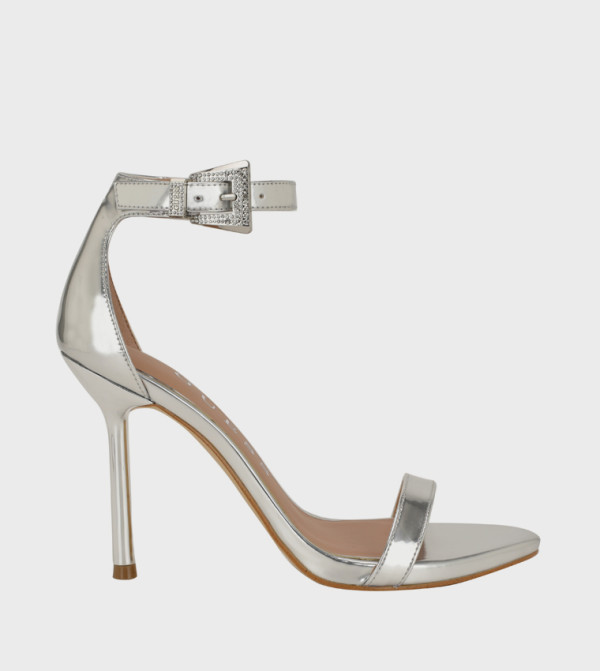 INSRAA Metallic Ankle Strap Heeled Sandals