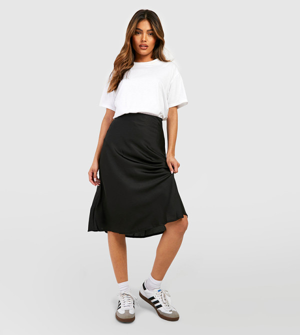 Satin Bias Midi Slip Skirt