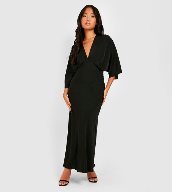 Bias Cut Angel Sleeves Maxi Dress