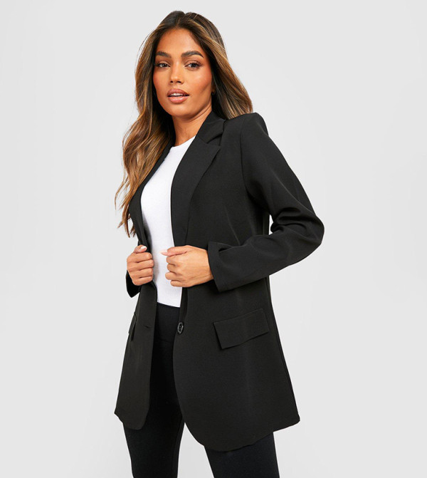 Basic Woven Single Breasted Fitted Blazer