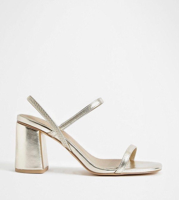 Wide Fit Elasticated 2 Part Block Heel Sandals