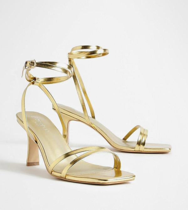 Wide Fit Double Strap Heeled Sandals