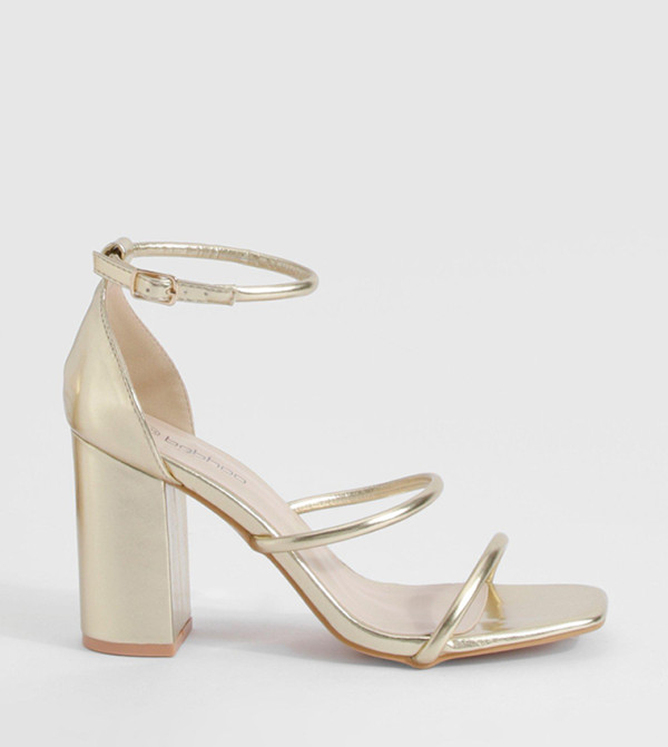 Triple Strap Block Heel Sandals