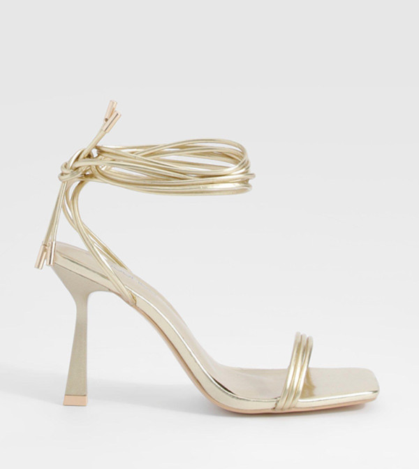 Triple Strap Wrap Up Heel Sandals