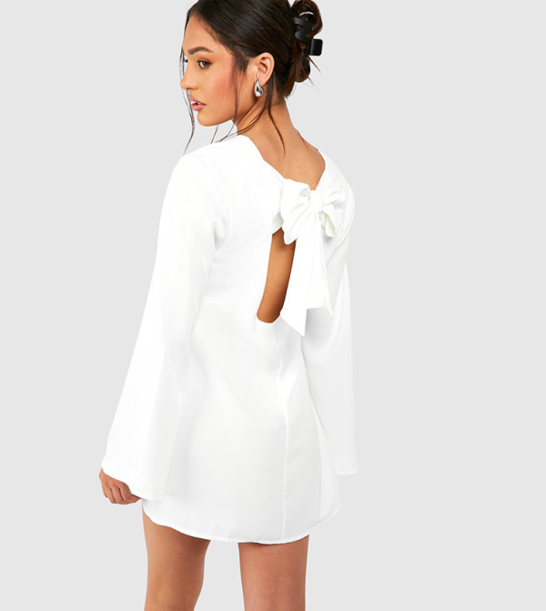 Petite Bow Detail Open Back Mini Dress