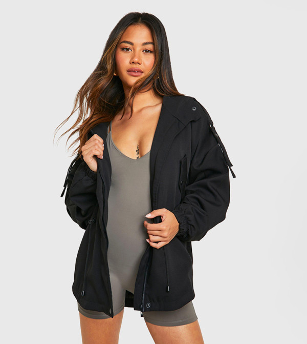 Synched Waist Hooded Jacket