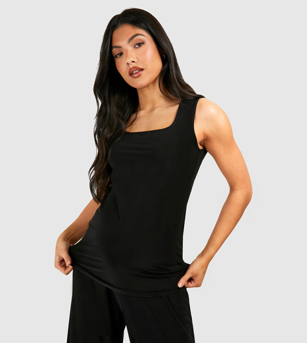Solid Square Neck Maternity Top