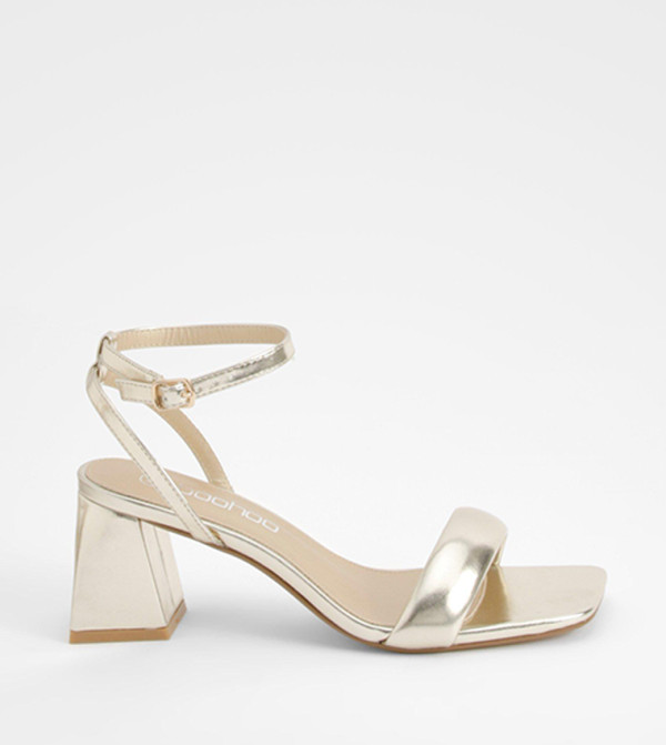 Metallic Padded Strappy Two Part Heel Sandals