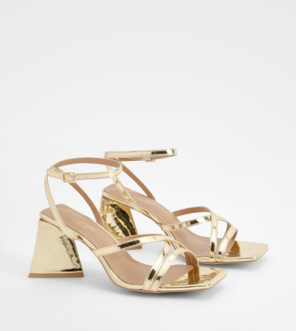 Crossover Flared Heel Sandals