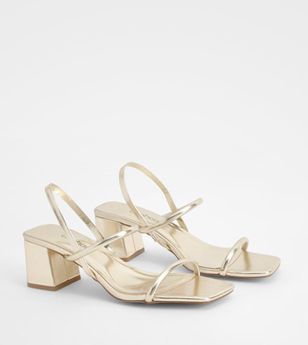 Wide Fit Metallic Slingback Block Heel Sandals