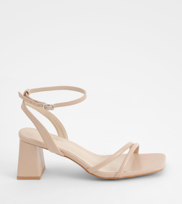 Wide Fit Asymmetric 2 Part Block Heel Sandals