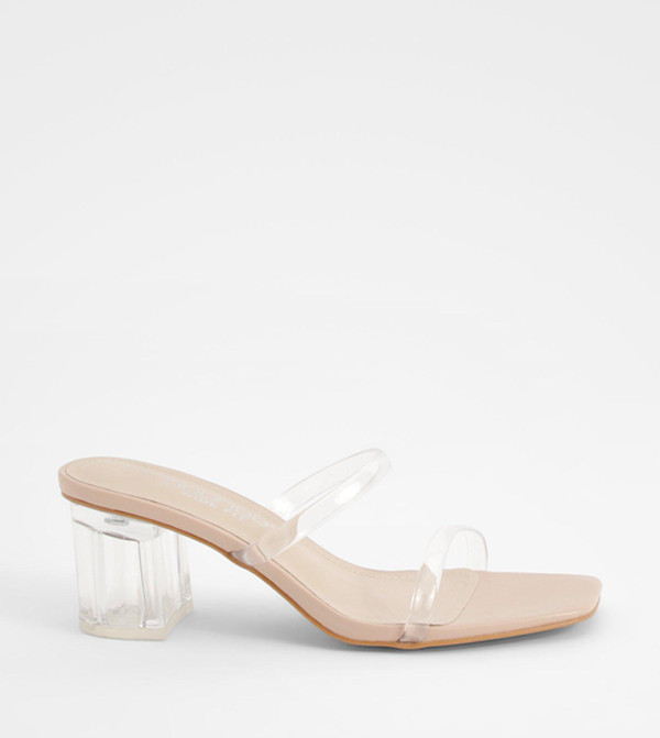 Wide Fit Clear Block Heel Sandals