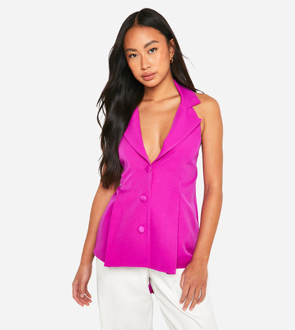 Pep Hem Seam Detail Bow Back Waistcoat