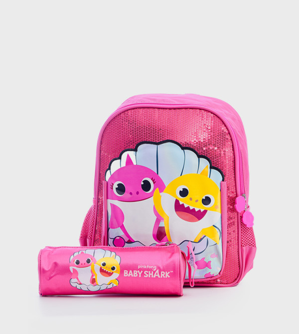 HOLLYWOOD MAGIC Baby Shark Print Backpack with Pencil Case