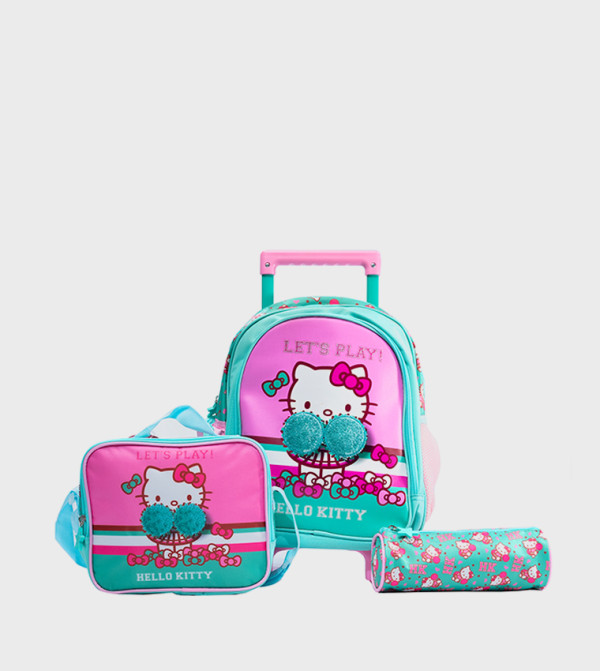 3 Piece Hello Kitty 14" Trolley Backpack Set