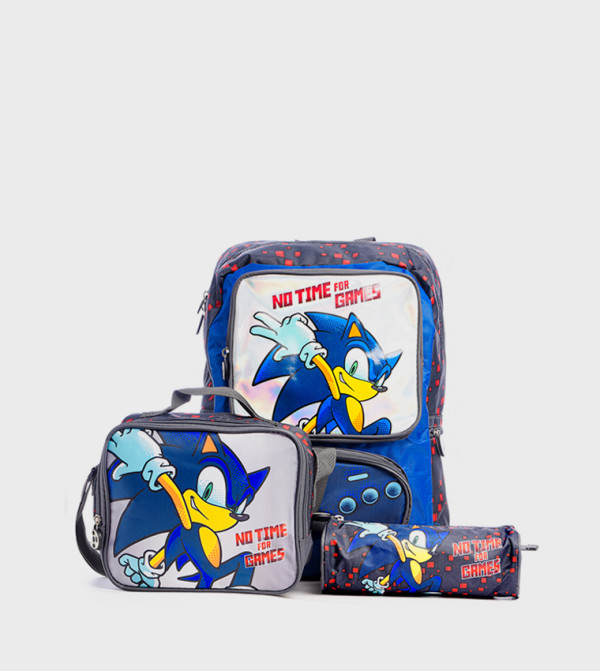 HOLLYWOOD MAGIC Sonic Print Backpack with Lunch Bag and Pencil Case Set