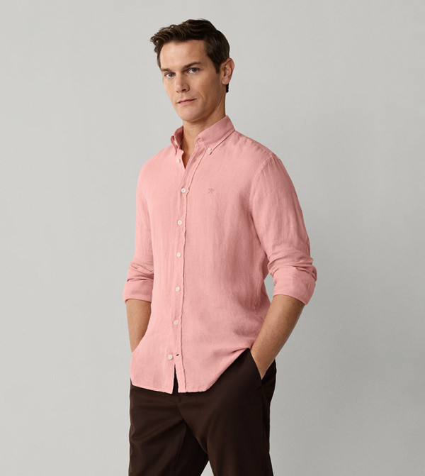 قميص لينن بكم طويل 