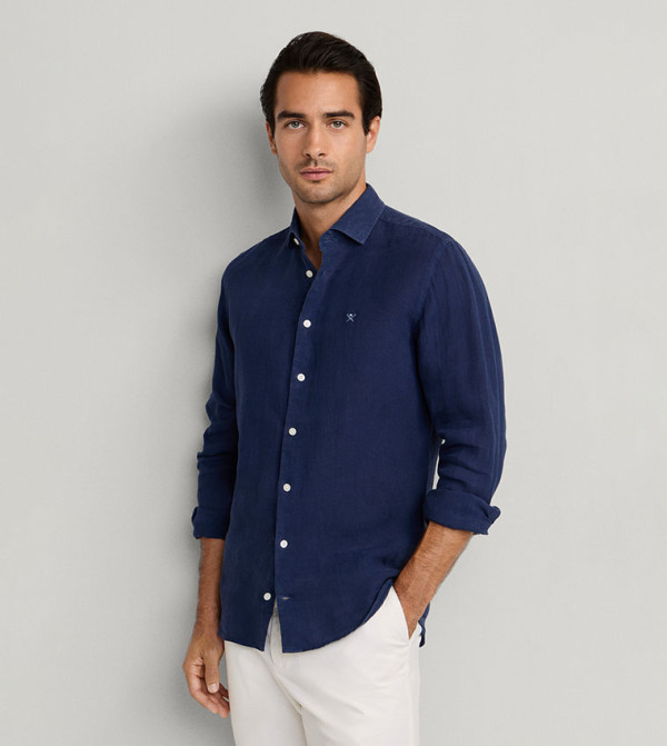 قميص لينن بكم طويل 