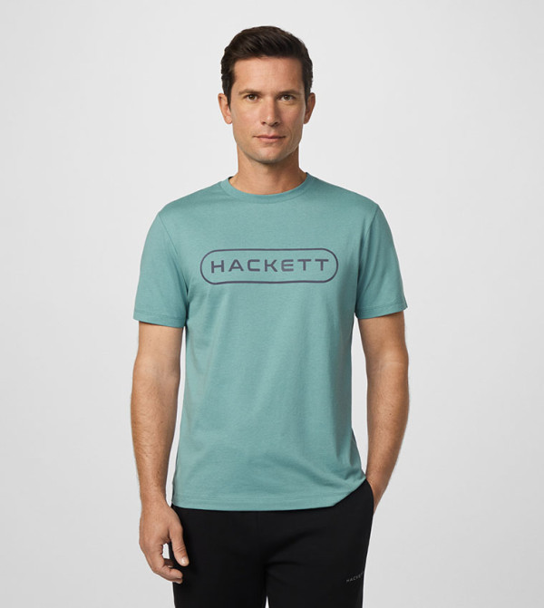 تيشيرت بطبعة شعار ورقبة مستديرة 