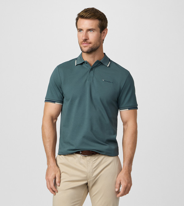 Contrast Trim Short Sleeves Polo T-Shirt