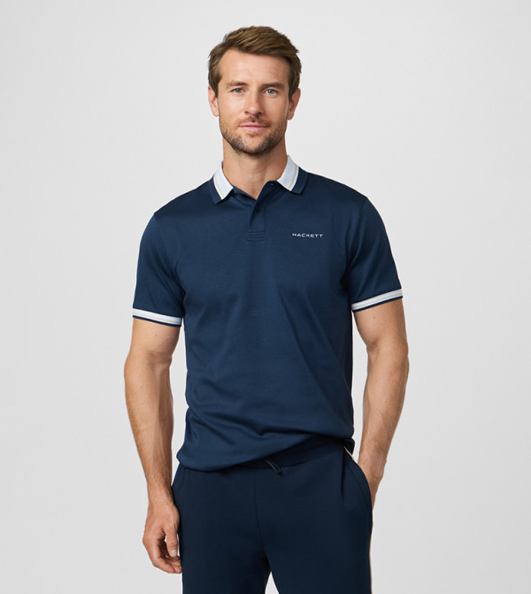 Contrast Trim Short Sleeves Polo T-Shirt