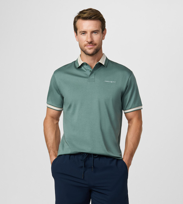 Contrast Trim Short Sleeves Polo T-Shirt