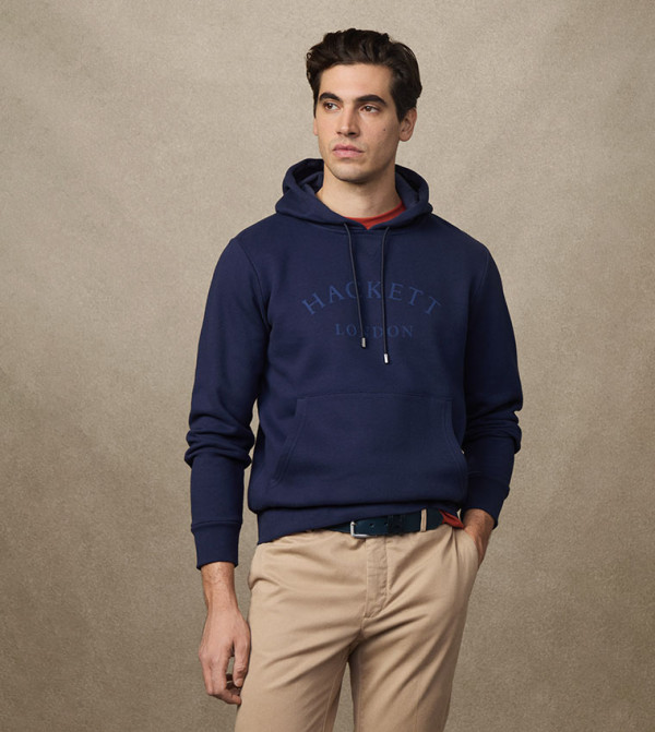 Logo Printed Kangaroo Pocket Hoodie