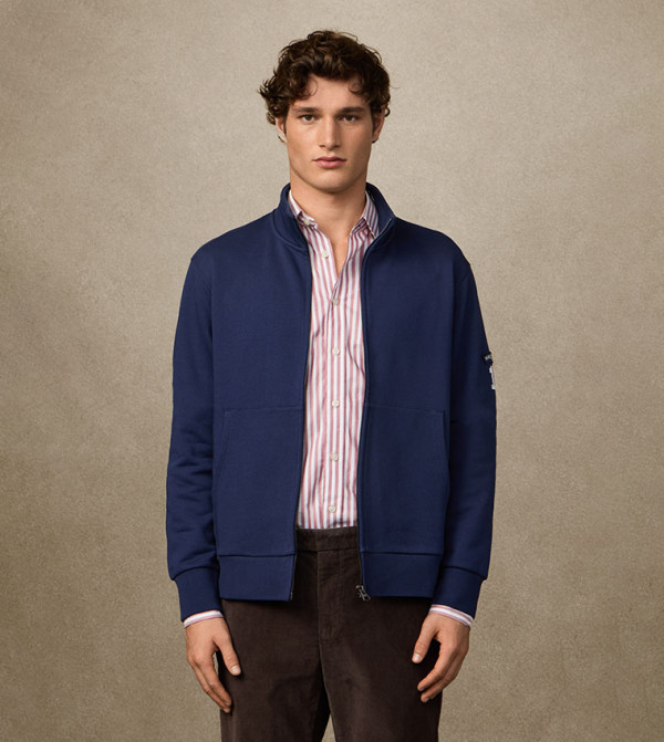 Appliqued High Neck Zip-Through Jacket