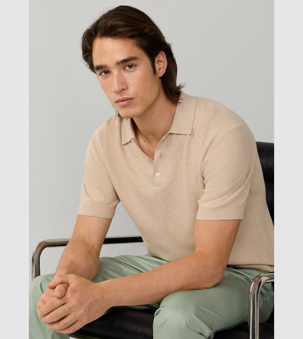 Knit Short Sleeves Polo T-Shirt