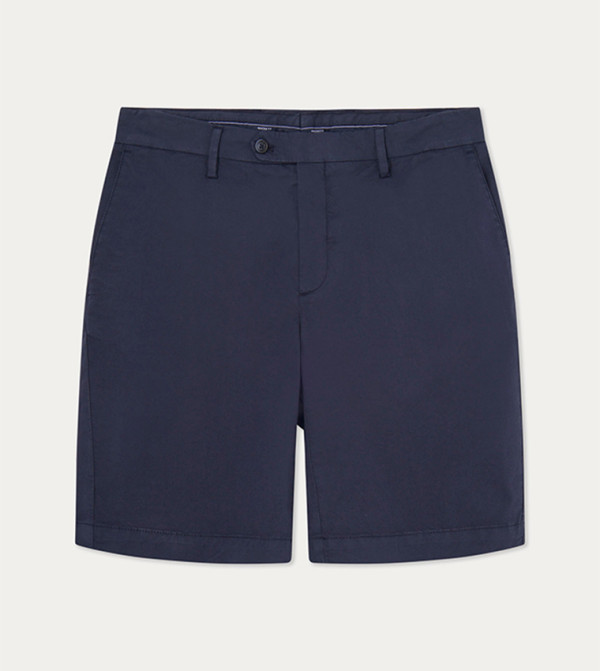 Solid Button Closure Chino Shorts