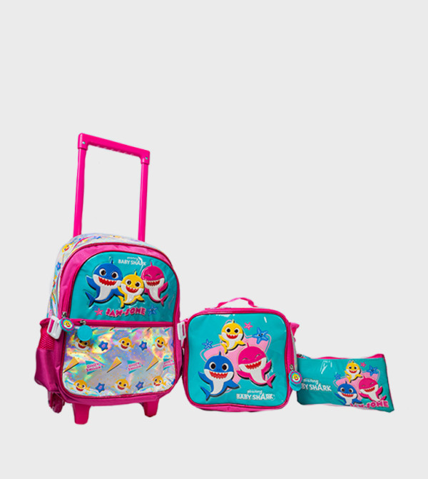 Baby Shark 14" Trolley Backpack and Pencil Pouch Set