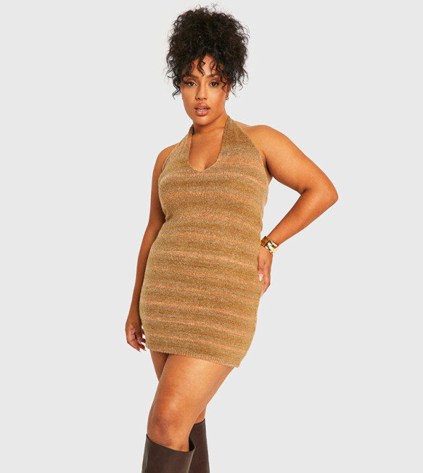 Curve Halterneck Knitted Bodycon Dress