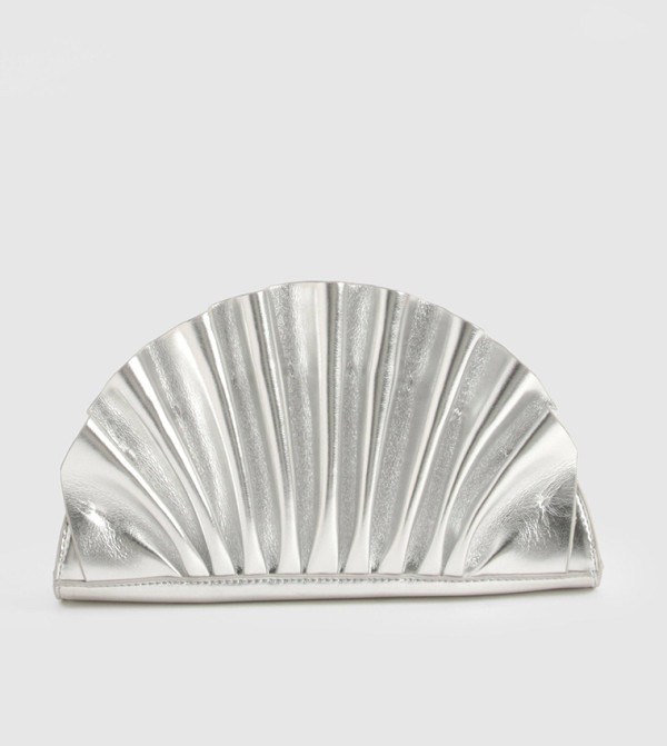 Metallic Ruffle Clutch Bag