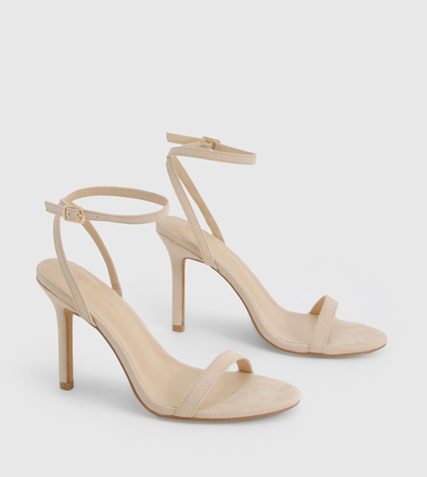 Faux Suede Ankle Strap Heeled Sandals