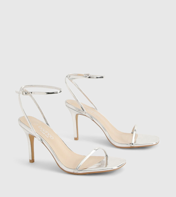 Wide Fit Metallic Low Stiletto Heel Sandals