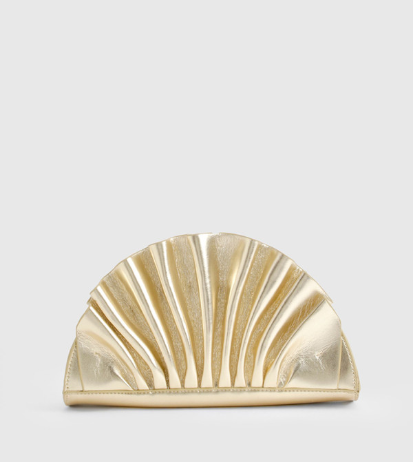 Metallic Ruffle Clutch Bag
