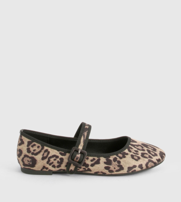 Wide Fit Leopard Patterned Mary Janes