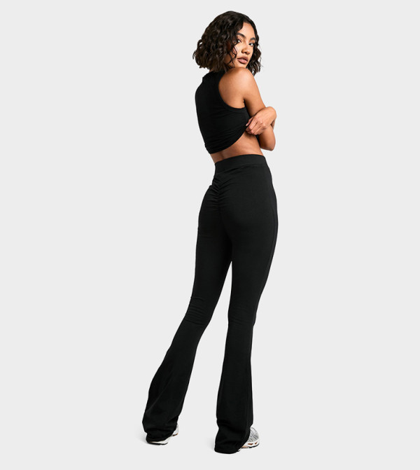 Tall Cotton Jersey Ruched Flared Leggings