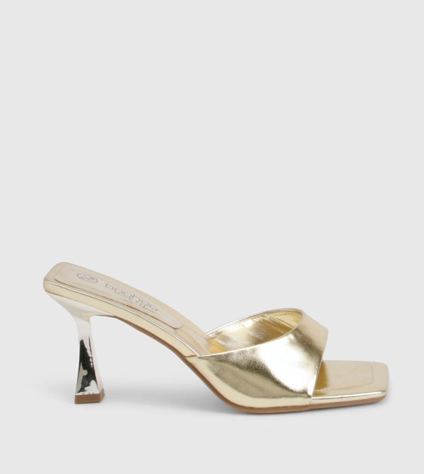 Metallic Padded Sock Heel Sandals