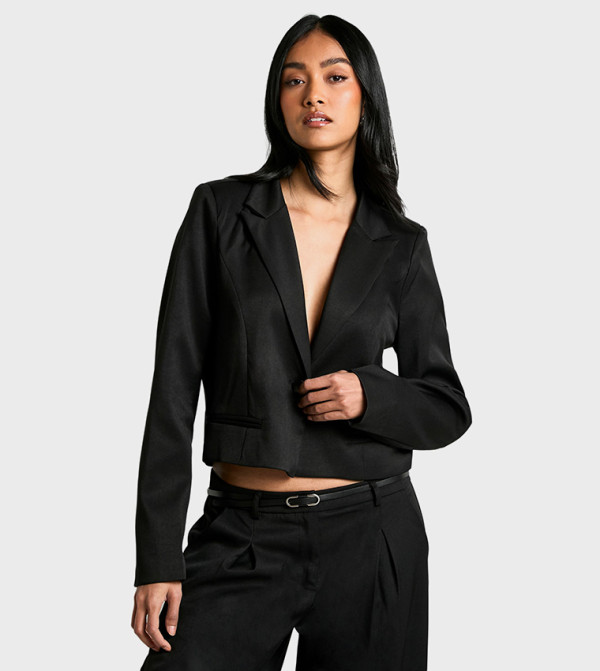 Woven Tailored Boxy Crop Blazer